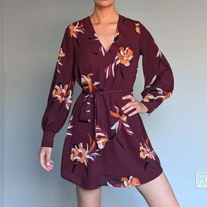 Maroon floral dress, size S